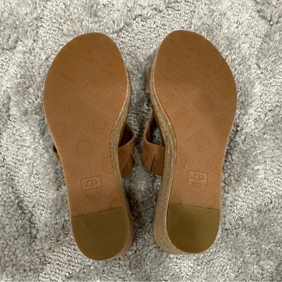 Ugg Niyomee Tan Wedge Sandal Slide US 10 - Picture 5 of 7